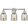 Edison Small Bell 25" 3-Light Brushed Nickel Bath Light w/ Mercury Sha