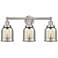Edison Small Bell 25" 3-Light Brushed Nickel Bath Light w/ Mercury Sha