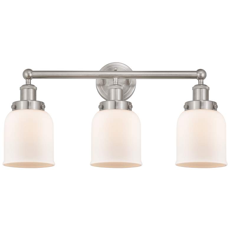 Image 1 Edison Small Bell 25" 3-Light Brushed Nickel Bath Light w/ White Shade