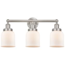 Edison Small Bell 25" 3-Light Brushed Nickel Bath Light w/ White Shade