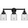 Edison Small Bell 25" 3-Light Matte Black Bath Light w/ Clear Shade