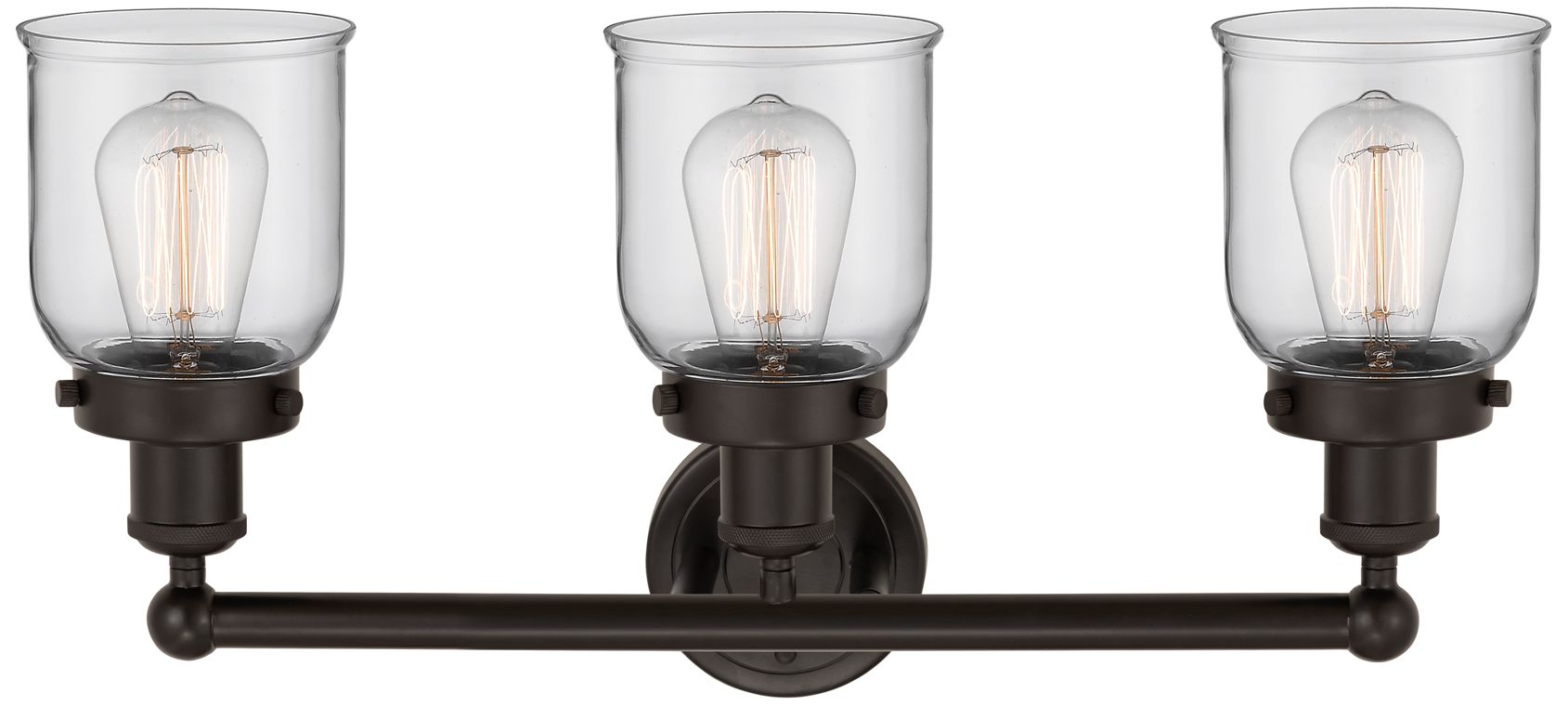 Image 2 Edison Small Bell 25" 3-Light Oil Rubbed Bronze Bath Light w/ Clear Sh more views