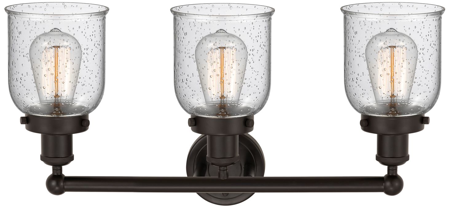 Image 2 Edison Small Bell 25" 3-Light Oil Rubbed Bronze Bath Light w/ Seedy Sh more views