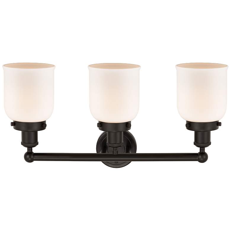Image 2 Edison Small Bell 25" 3-Light Oil Rubbed Bronze Bath Light w/ White Sh more views