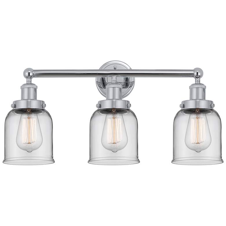 Image 1 Edison Small Bell 25" 3-Light Polished Chrome Bath Light w/ Clear Shad