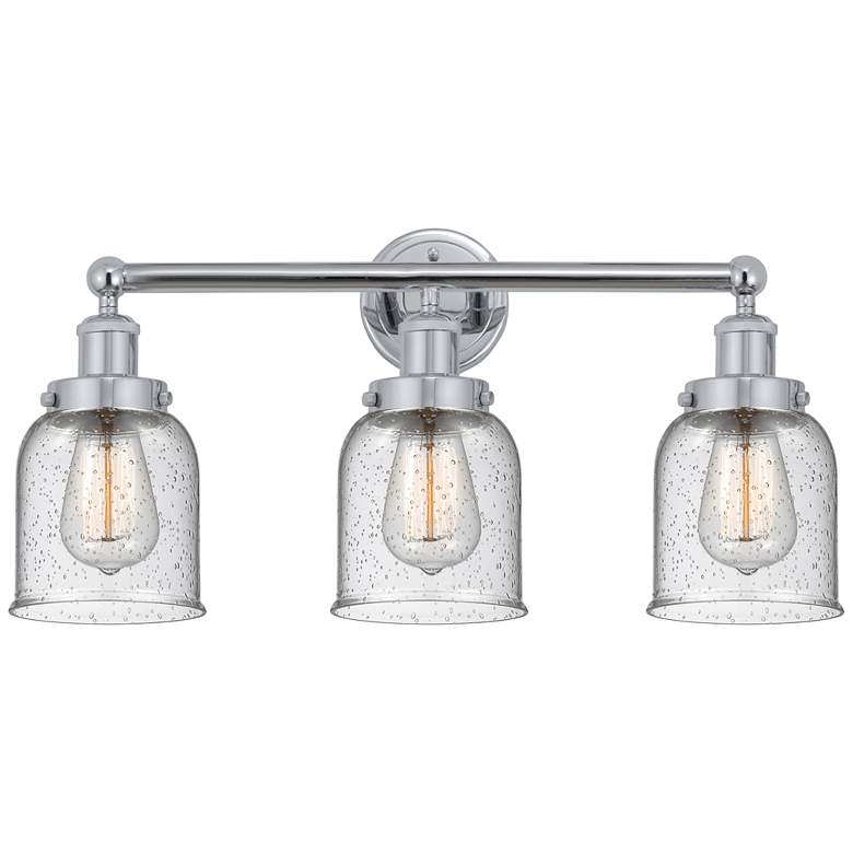 Image 1 Edison Small Bell 25" 3-Light Polished Chrome Bath Light w/ Seedy Shad