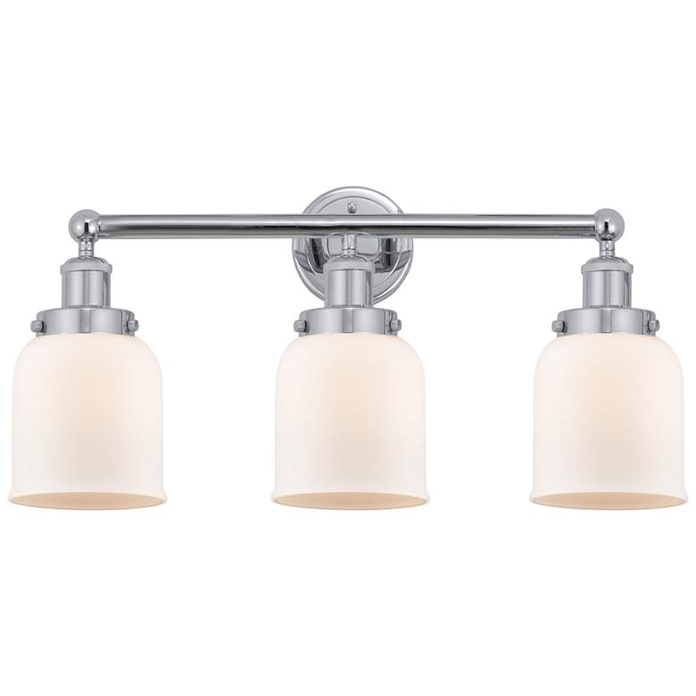 Image 1 Edison Small Bell 25" 3-Light Polished Chrome Bath Light w/ White Shad