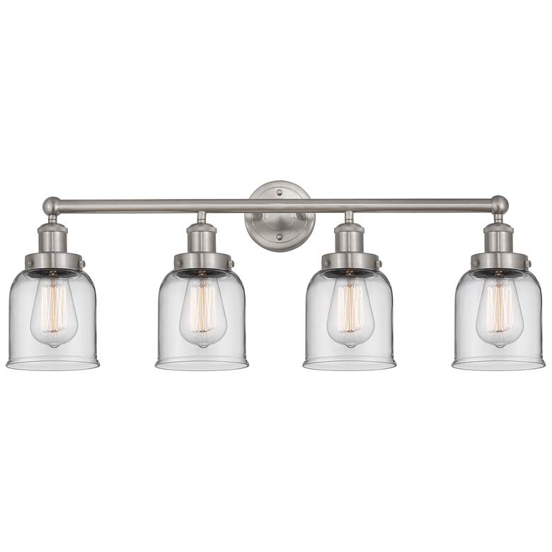 Image 1 Edison Small Bell 34" 4-Light Brushed Nickel Bath Light w/ Clear Shade