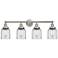 Edison Small Bell 34" 4-Light Brushed Nickel Bath Light w/ Clear Shade