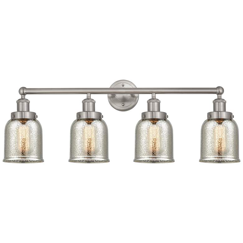 Image 1 Edison Small Bell 34" 4-Light Brushed Nickel Bath Light w/ Mercury Sha