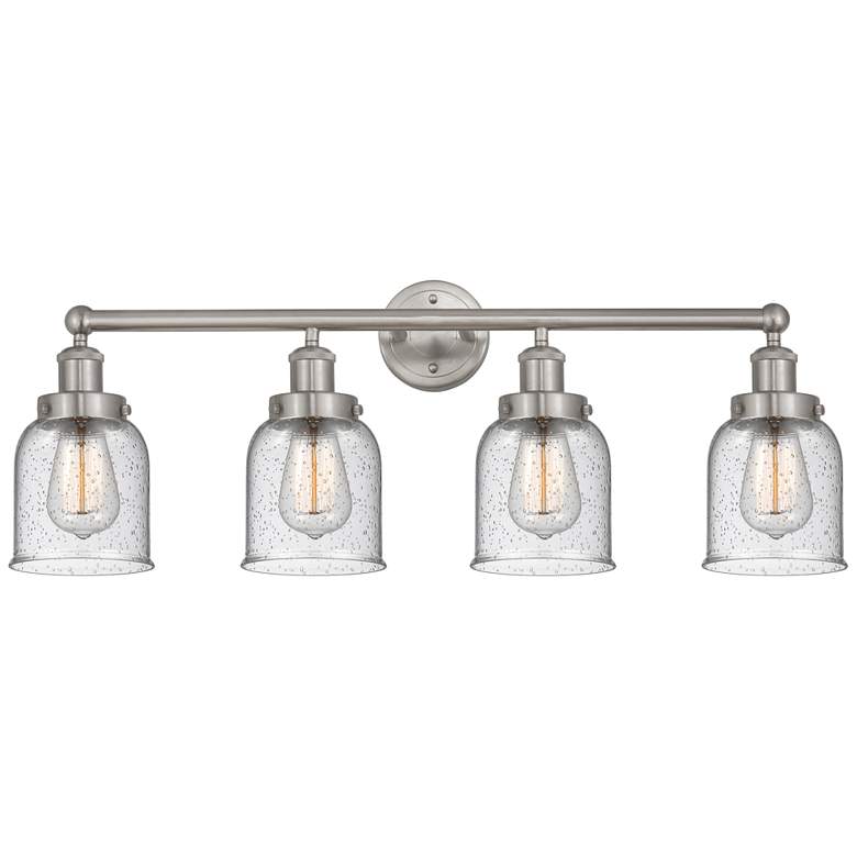 Image 1 Edison Small Bell 34" 4-Light Brushed Nickel Bath Light w/ Seedy Shade