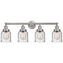 Edison Small Bell 34" 4-Light Brushed Nickel Bath Light w/ Seedy Shade