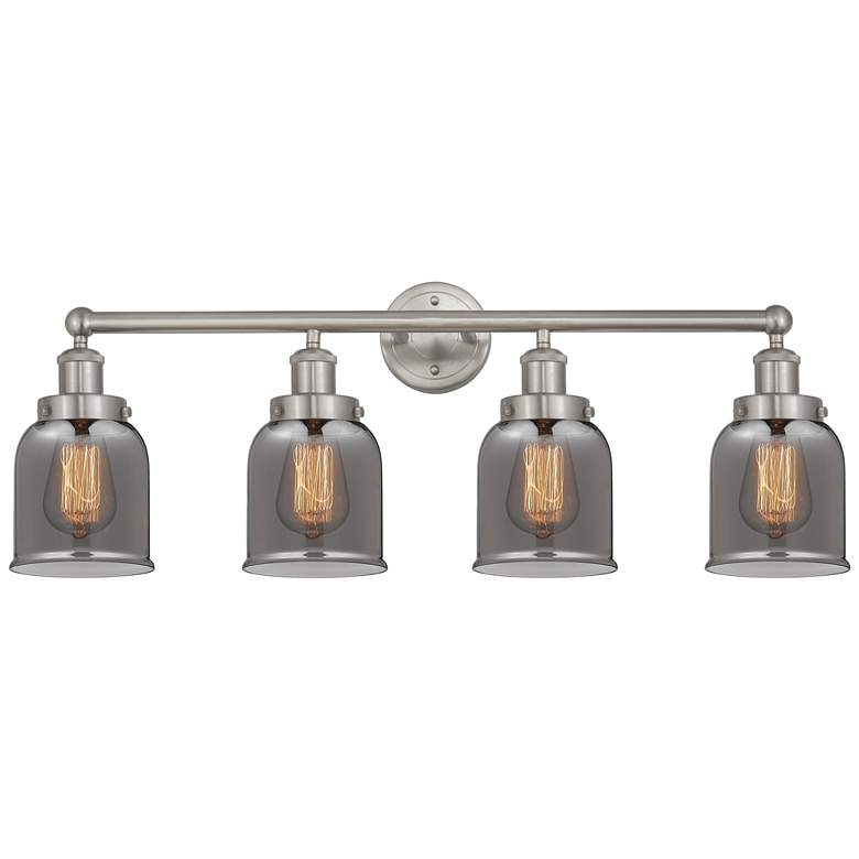 Image 1 Edison Small Bell 34" 4-Light Brushed Nickel Bath Light w/ Smoke Shade