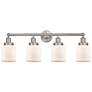 Edison Small Bell 34" 4-Light Brushed Nickel Bath Light w/ White Shade