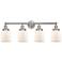 Edison Small Bell 34" 4-Light Brushed Nickel Bath Light w/ White Shade