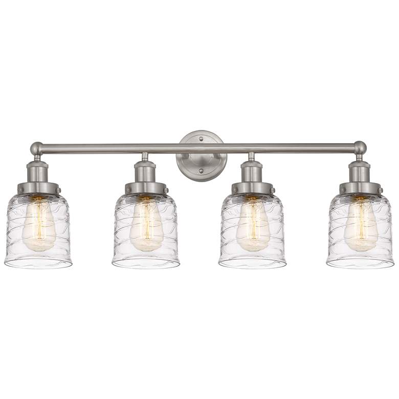 Image 1 Edison Small Bell 34" 4-Light Brushed Satin Nickel Bath Light w/ Deco
