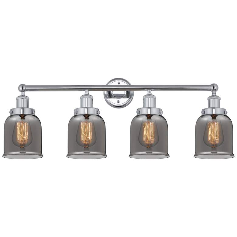 Image 1 Edison Small Bell 34" 4-Light Chrome Bath Light w/ Smoke Shade