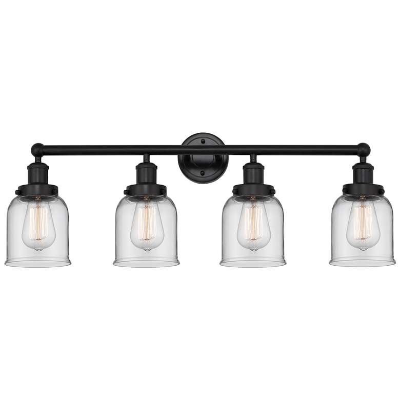 Image 1 Edison Small Bell 34" 4-Light Matte Black Bath Light w/ Clear Shade