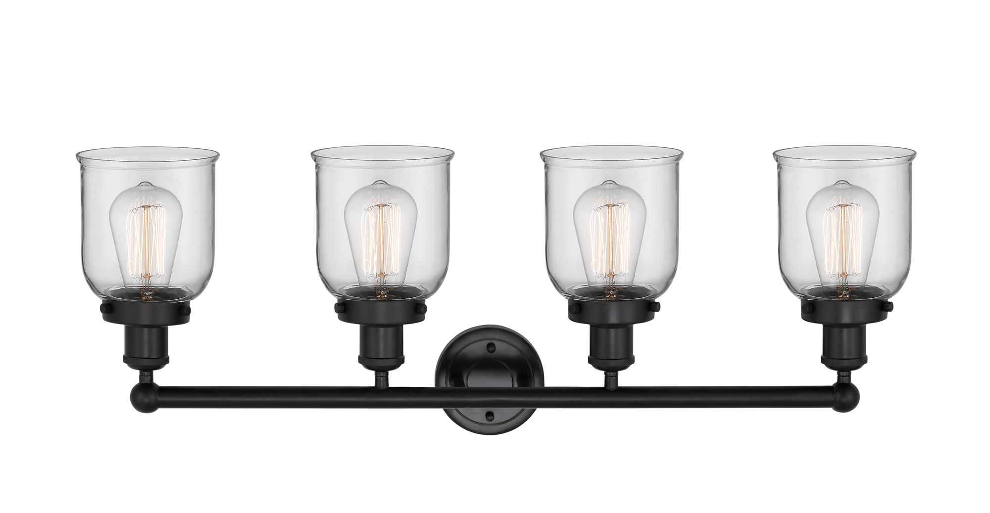 Image 2 Edison Small Bell 34" 4-Light Matte Black Bath Light w/ Clear Shade more views
