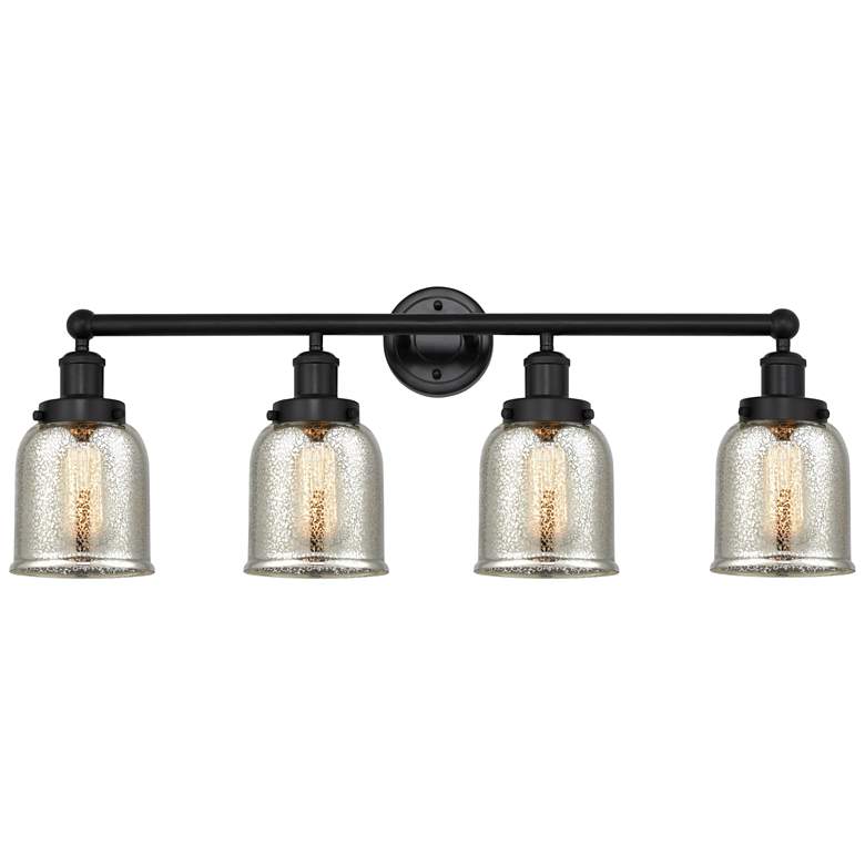 Image 1 Edison Small Bell 34" 4-Light Matte Black Bath Light w/ Mercury Shade