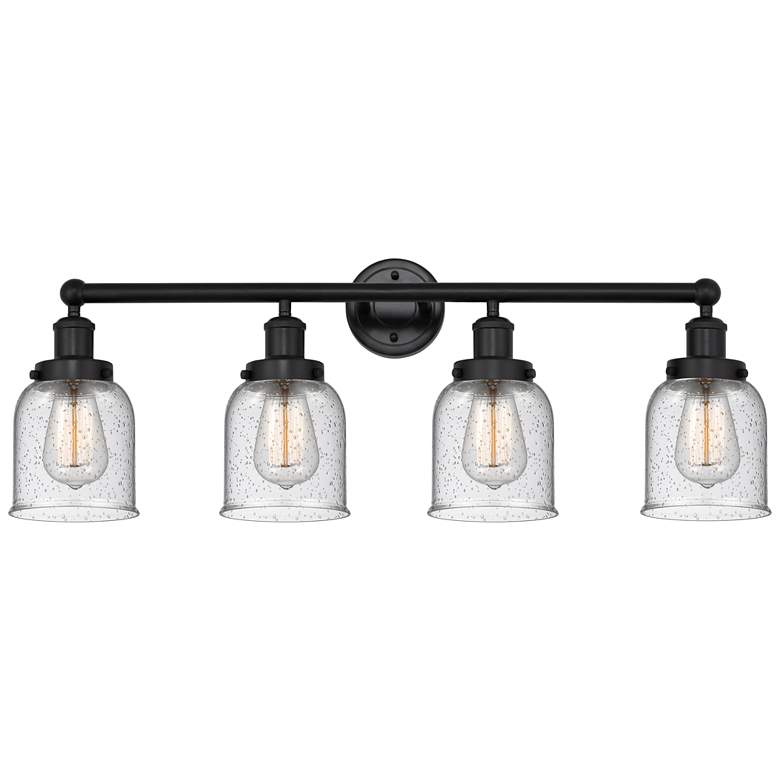 Image 1 Edison Small Bell 34" 4-Light Matte Black Bath Light w/ Seedy Shade