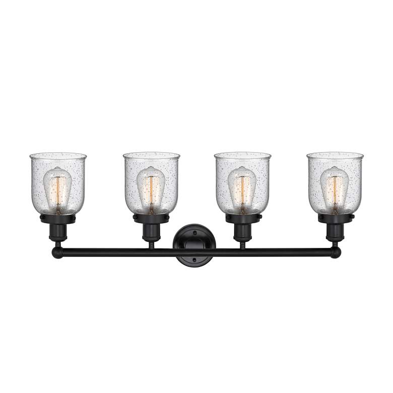 Image 2 Edison Small Bell 34" 4-Light Matte Black Bath Light w/ Seedy Shade more views