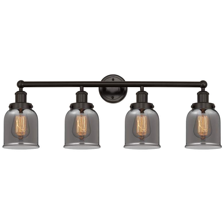 Image 1 Edison Small Bell 34 inch 4-Light Oil Rubbed Bronze Bath Light w/ Smoke Sh