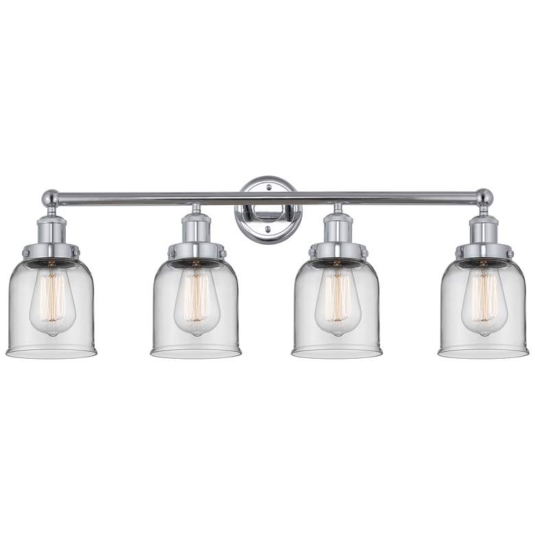 Image 1 Edison Small Bell 34" 4-Light Polished Chrome Bath Light w/ Clear Shad