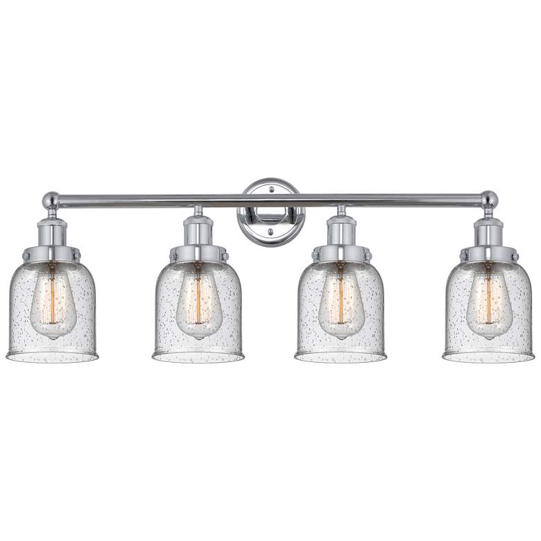 Image 1 Edison Small Bell 34" 4-Light Polished Chrome Bath Light w/ Seedy Shad