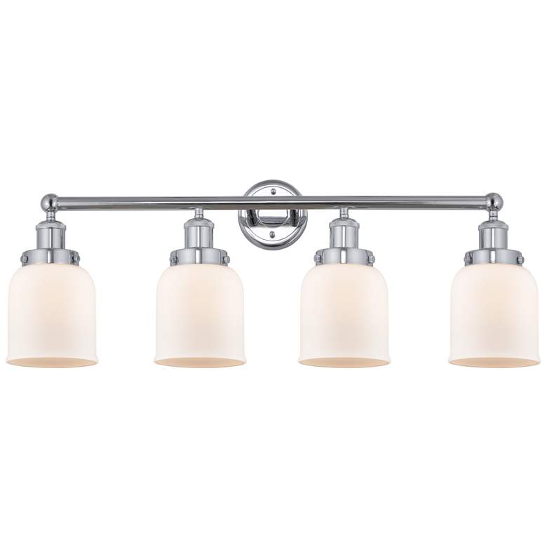 Image 1 Edison Small Bell 34" 4-Light Polished Chrome Bath Light w/ White Shad