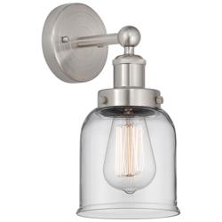 Edison Small Bell 7" Brushed Satin Nickel Sconce w/ Clear Shade