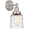 Edison Small Bell 7" Brushed Satin Nickel Sconce w/ Deco Swirl Shade