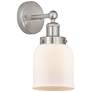 Edison Small Bell 7" Brushed Satin Nickel Sconce w/ Matte White Shade