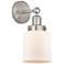 Edison Small Bell 7" Brushed Satin Nickel Sconce w/ Matte White Shade