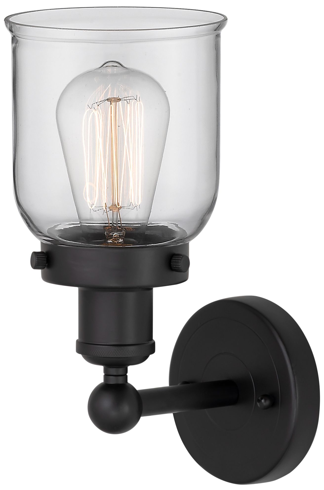 Image 2 Edison Small Bell 7" Matte Black Sconce w/ Clear Shade more views