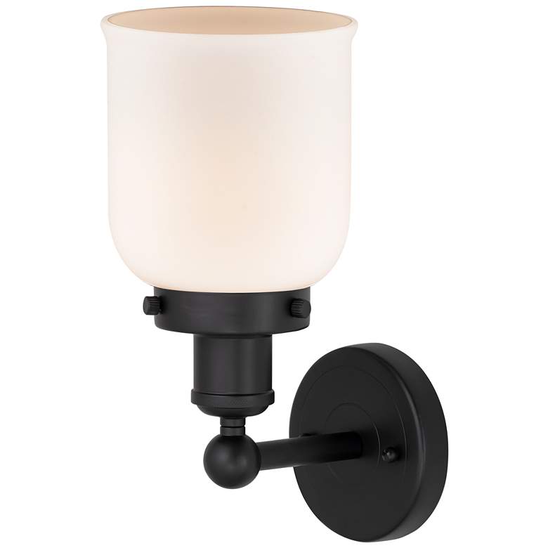 Image 2 Edison Small Bell 7" Matte Black Sconce w/ Matte White Shade more views
