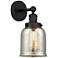 Edison Small Bell 7" Matte Black Sconce w/ Mercury Shade
