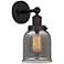 Edison Small Bell 7" Matte Black Sconce w/ Plated Smoke Shade