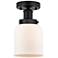 Edison Small Bell 7" Matte Black Semi Flush Mount w/ Matte White Shade