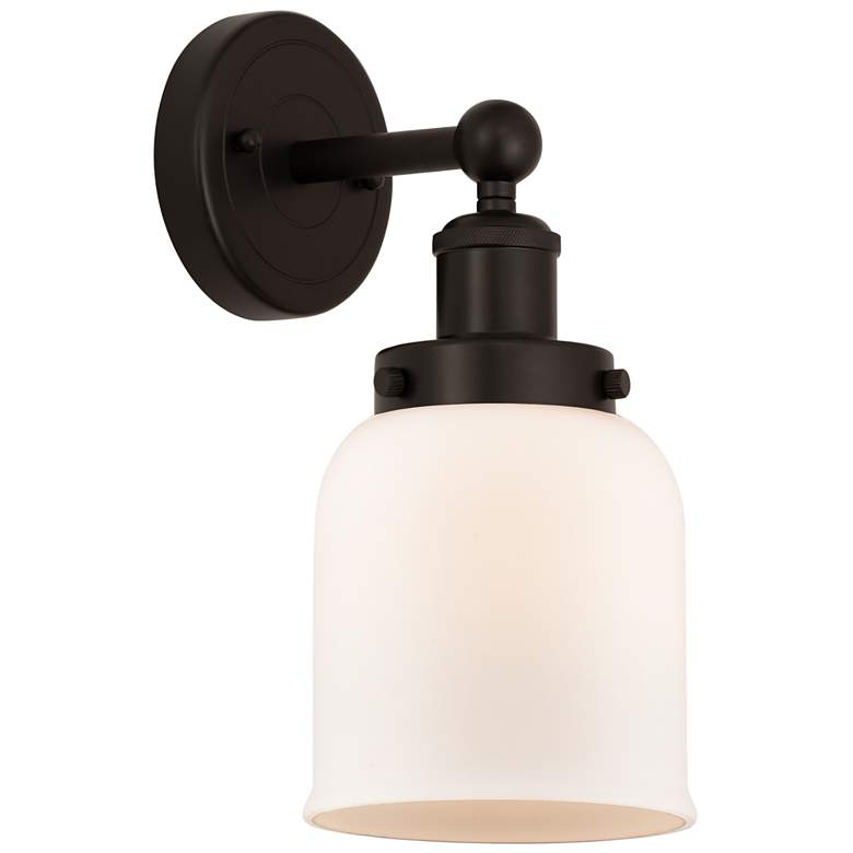 Image 1 Edison Small Bell 7 inch Oil Rubbed Bronze Sconce w/ Matte White Shade