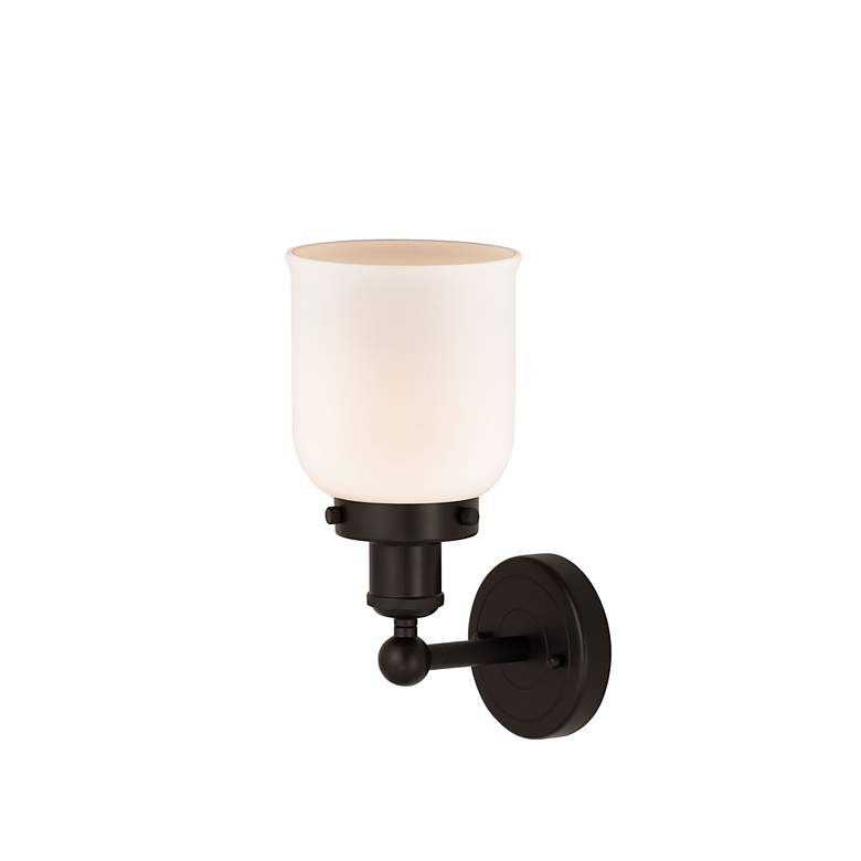 Image 2 Edison Small Bell 7" Oil Rubbed Bronze Sconce w/ Matte White Shade more views