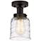 Edison Small Bell 7" Oil Rubbed Bronze Semi Flush Mount w/ Deco Swirl