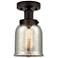 Edison Small Bell 7" Oil Rubbed Bronze Semi Flush Mount w/ Mercury Sha