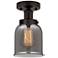 Edison Small Bell 7" Oil Rubbed Bronze Semi Flush Mount w/ Smoke Shade
