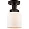 Edison Small Bell 7" Oil Rubbed Bronze Semi Flush Mount w/ White Shade