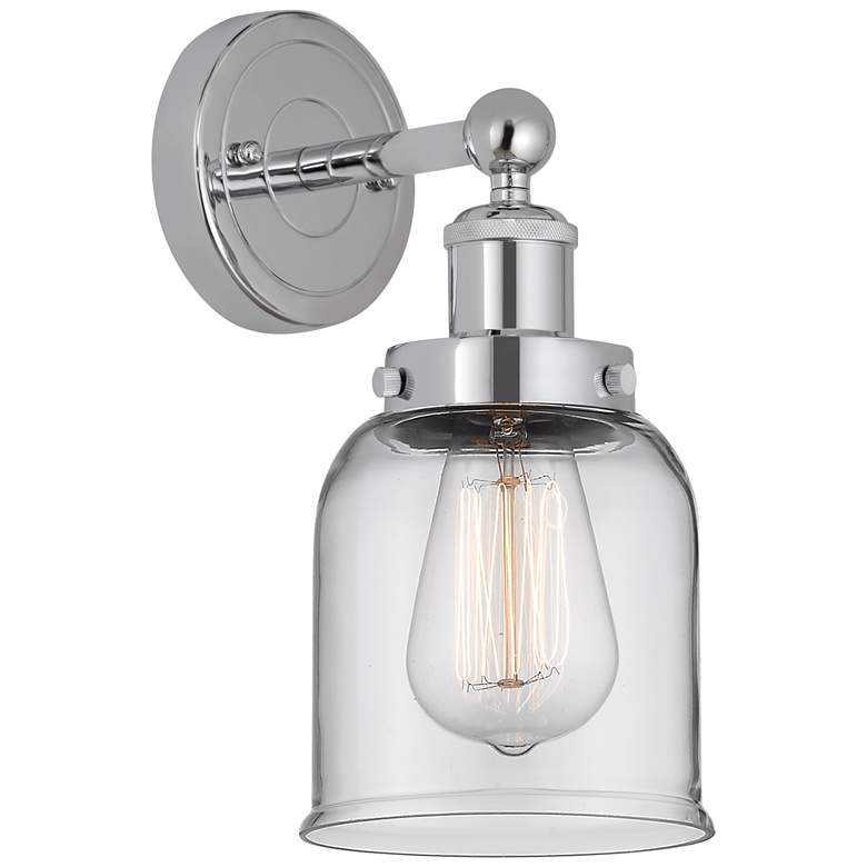 Image 1 Edison Small Bell 7" Polished Chrome Sconce w/ Clear Shade