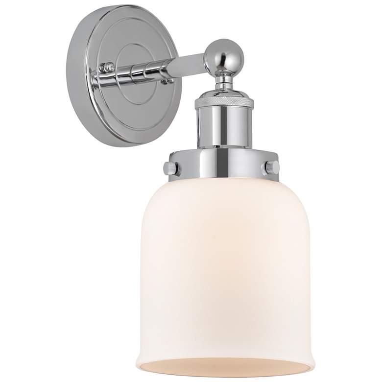 Image 1 Edison Small Bell 7" Polished Chrome Sconce w/ Matte White Shade