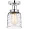 Edison Small Bell 7" Polished Chrome Semi Flush Mount w/ Deco Swirl Sh