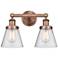 Edison Small Cone 15.5"W 2 Light Antique Copper Bath Light With Seedy