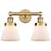 Edison Small Cone 15.5"W 2 Light Brushed Brass Bath Light With White S